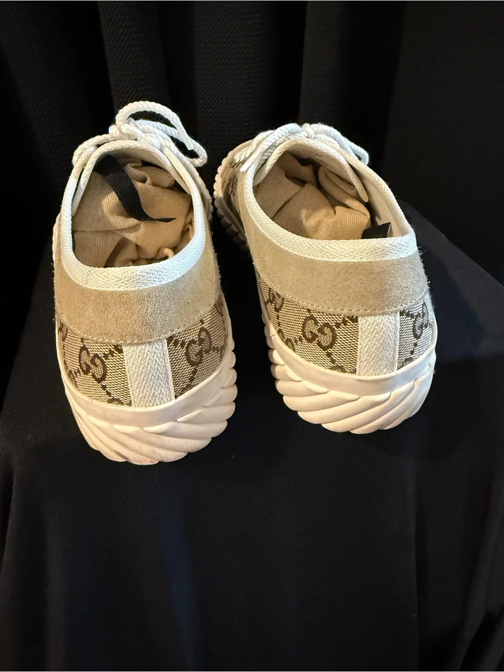 Gucci Women's Beige GG Canvas Wave-Sole Sneakers - Beige/White